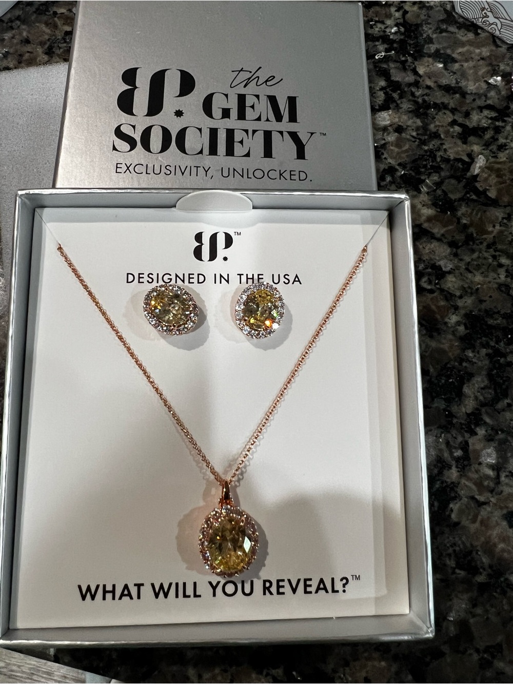 Bomb party gem society 2424 earring and necklace set